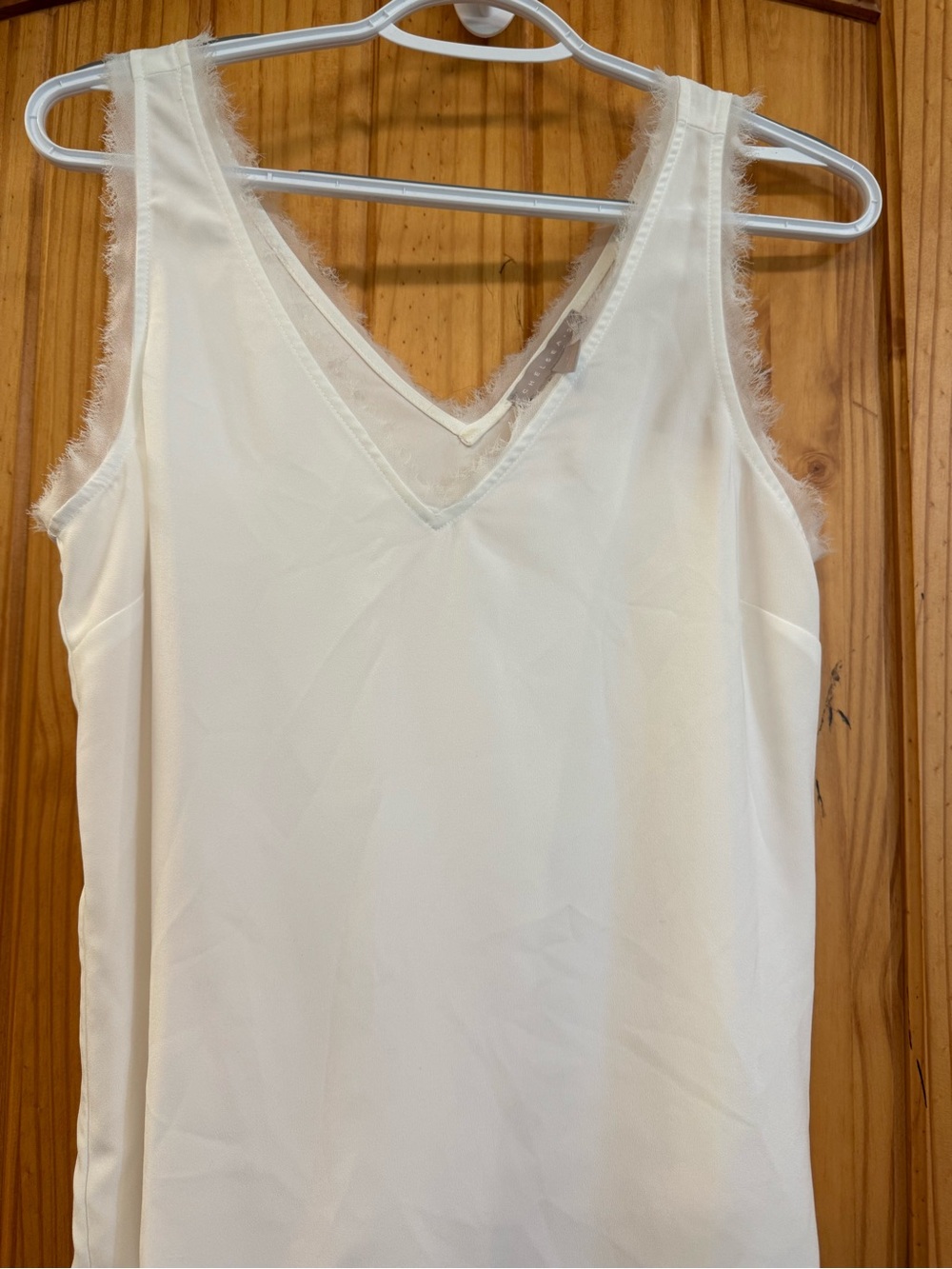 Chelsea28 Cream Lace-Trim V-Neck Tank